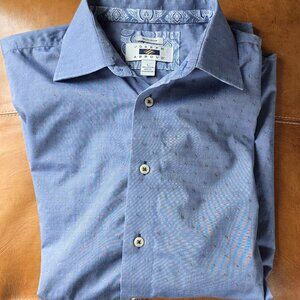 Joseph Abboud Men's Long Sleeve Button Down Collared Dress Shirt Blue Size Large